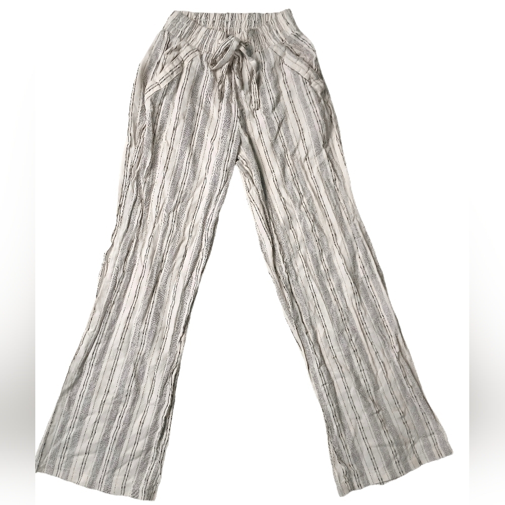 Sienna Sky Gray Striped Wide Leg Pants